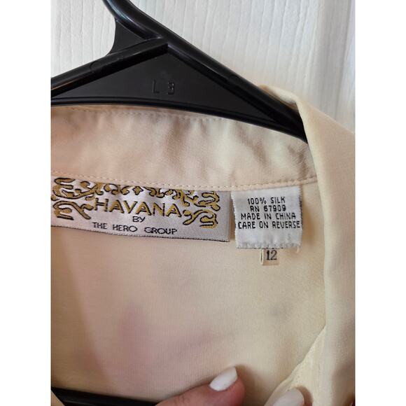 Havana By Hero Group Sz 12 Beaded Embroidered Mermaid Silk Sea Button Up - Picture 6 of 12